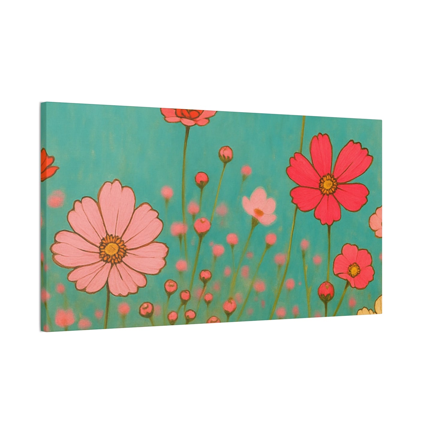 Blossom Breeze (Canvas)-Colorful Wildflower Art Print for Nursery or Bedroom | Floral Wall Decor