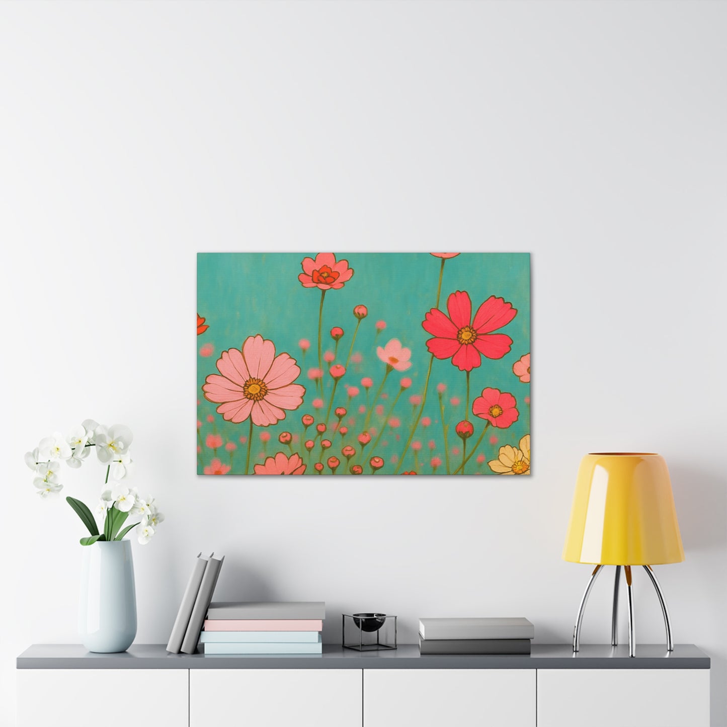Blossom Breeze (Canvas)-Colorful Wildflower Art Print for Nursery or Bedroom | Floral Wall Decor