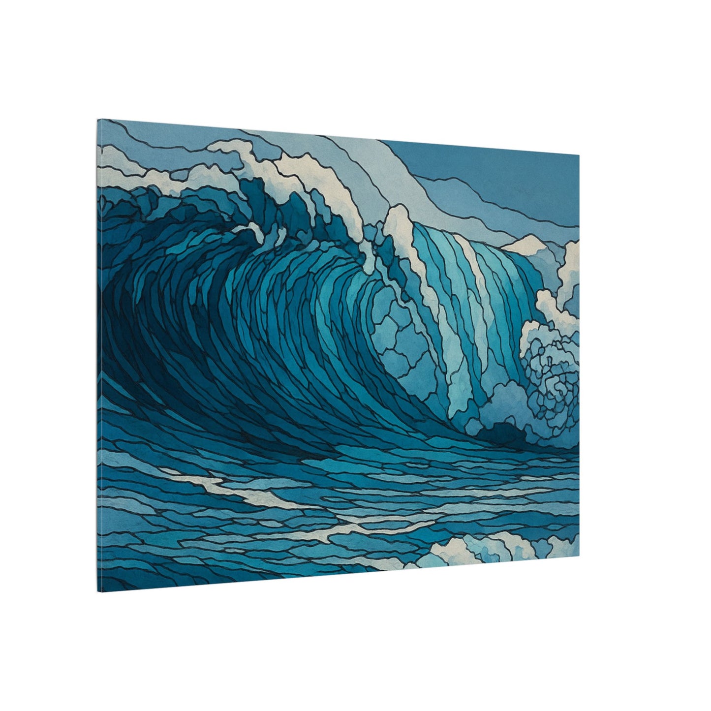 Ocean in Motion – Digital Watercolor Abstract Wave Wall Art Print