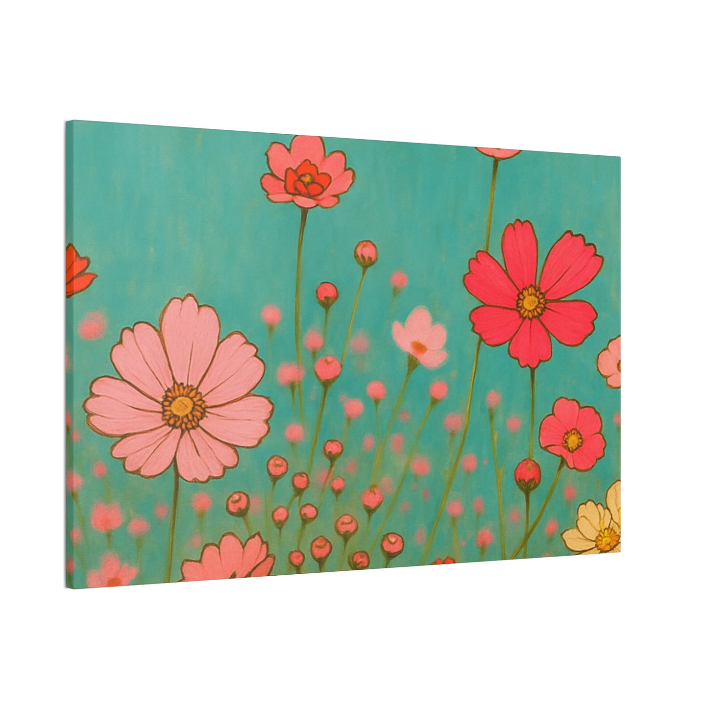 Blossom Breeze (Canvas)-Colorful Wildflower Art Print for Nursery or Bedroom | Floral Wall Decor