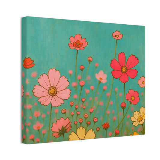 Blossom Breeze (Canvas)-Colorful Wildflower Art Print for Nursery or Bedroom | Floral Wall Decor