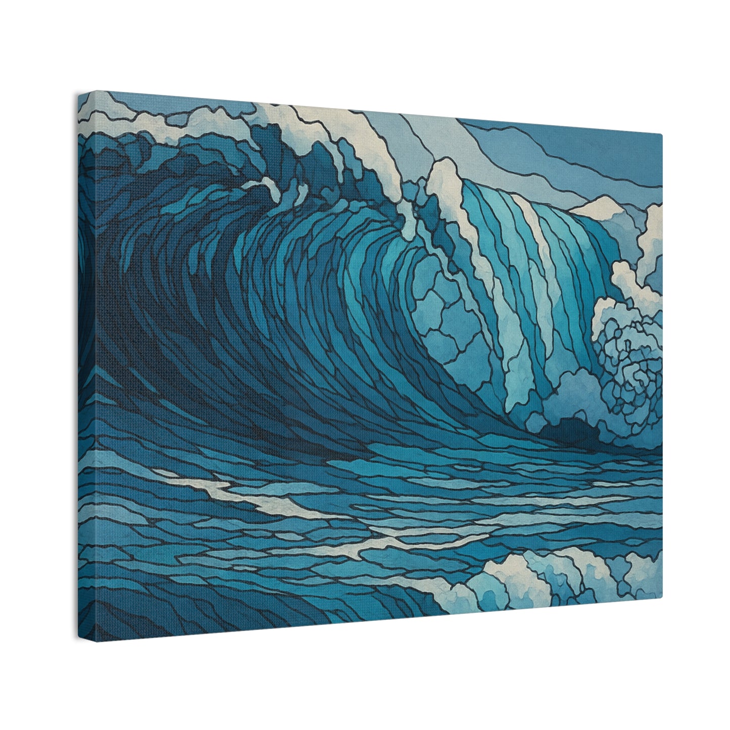 Tidal Energy, Abstract Digital Watercolor Wave Painting