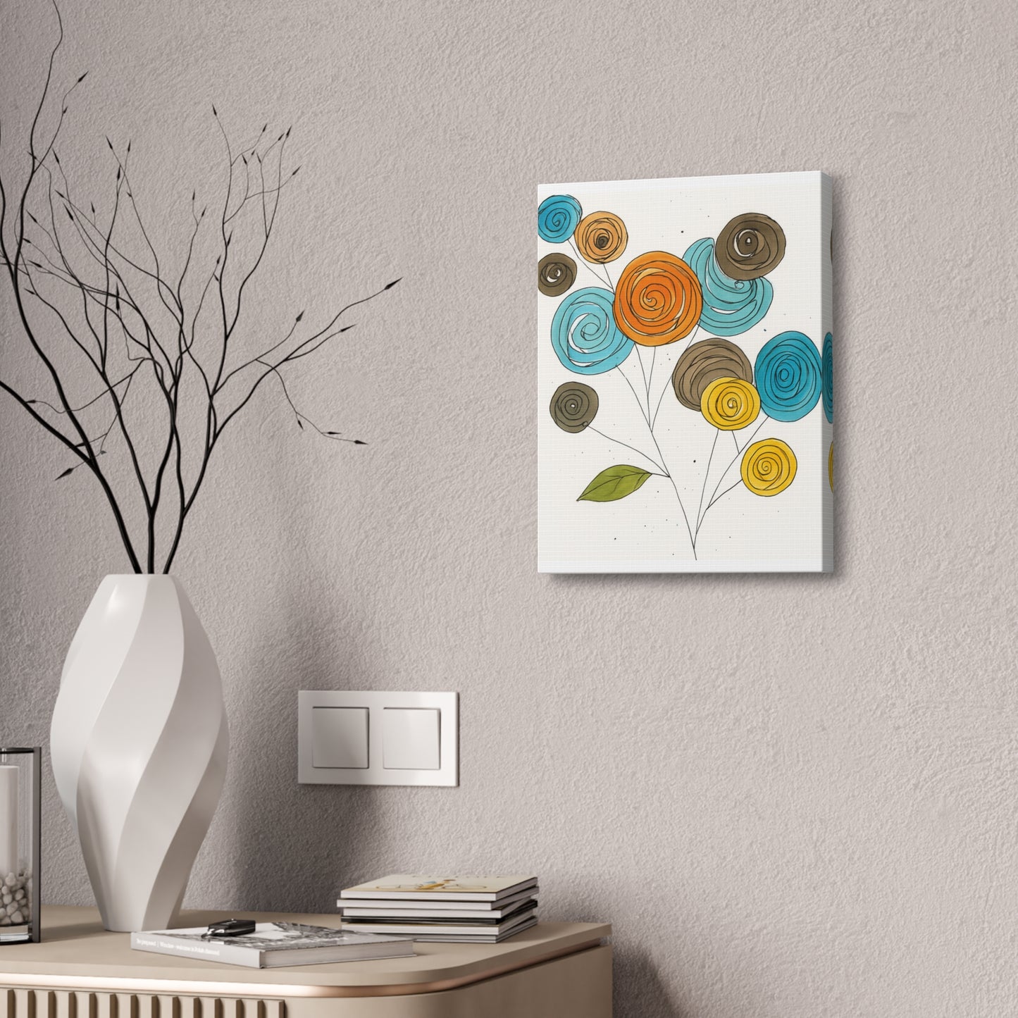 Spirals in Bloom IV – Modern Abstract Floral Digital Wall Art Print