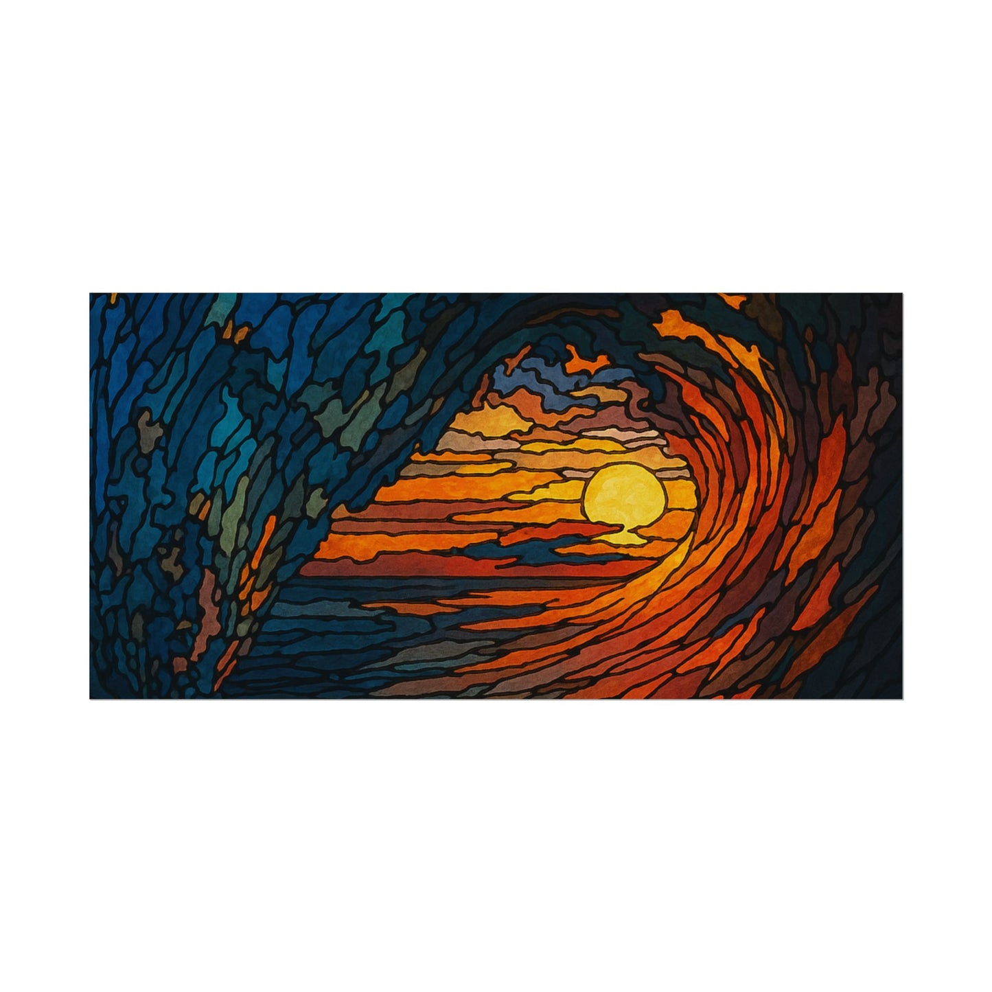 Sunset Barrel Wave, Poster Art, Ocean Decor for Beach Lovers, Art Print, Home Decoration, Gift for Sea Enthusiasts, Nautical Wall Art