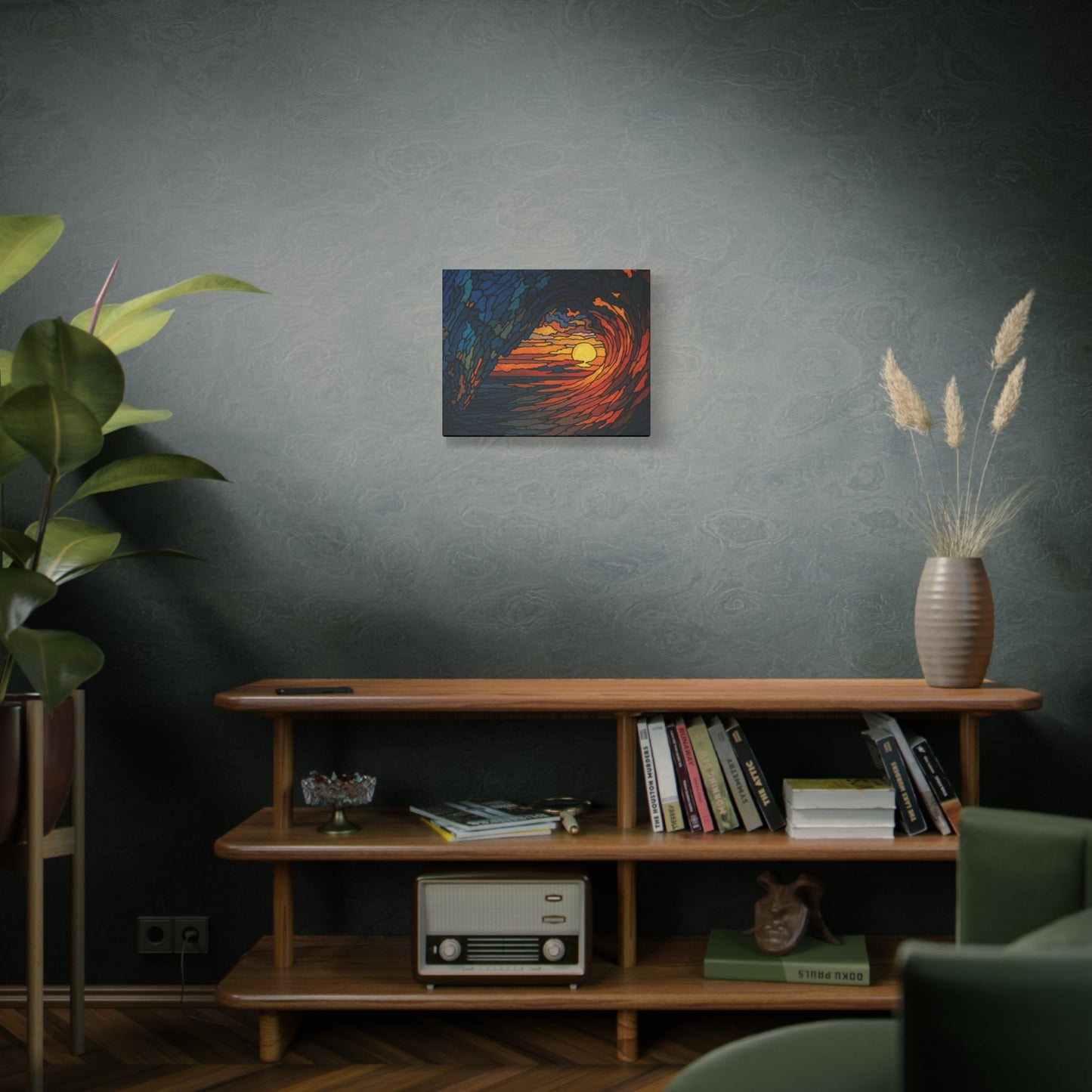Sunset Barrel Wave-Matte Canvas Art, Sunset Wall Decor, Beach House Decoration, Coastal Home Decor, Gift for Art Lovers