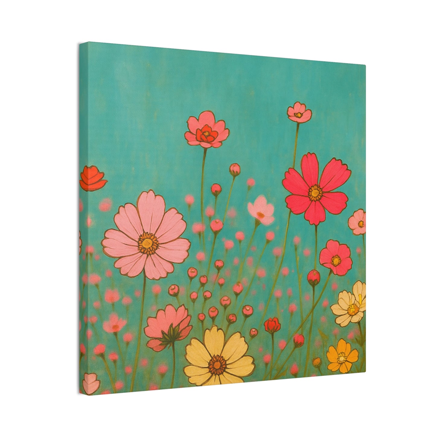 Blossom Breeze (Canvas)-Colorful Wildflower Art Print for Nursery or Bedroom | Floral Wall Decor
