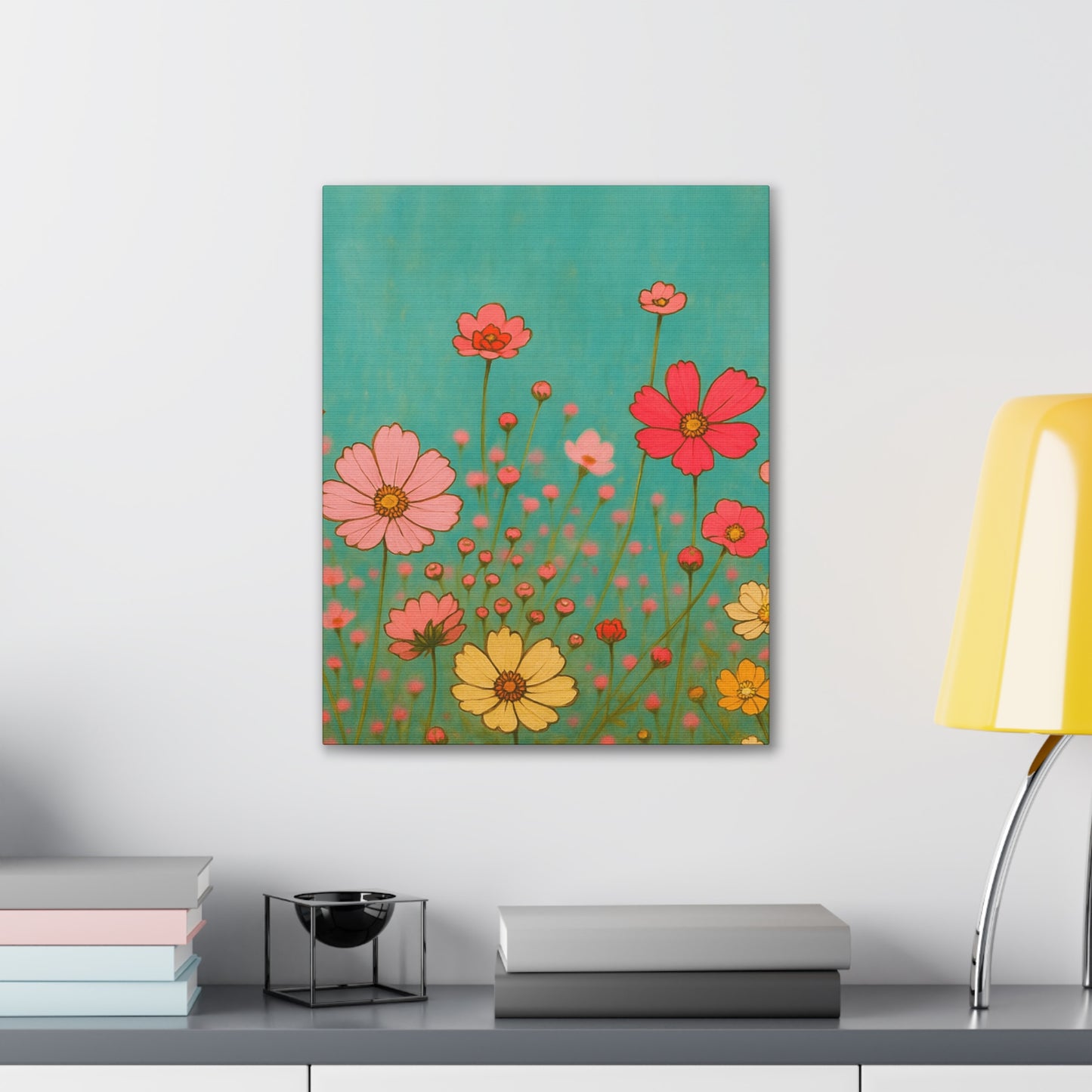 Blossom Breeze (Canvas)-Colorful Wildflower Art Print for Nursery or Bedroom | Floral Wall Decor
