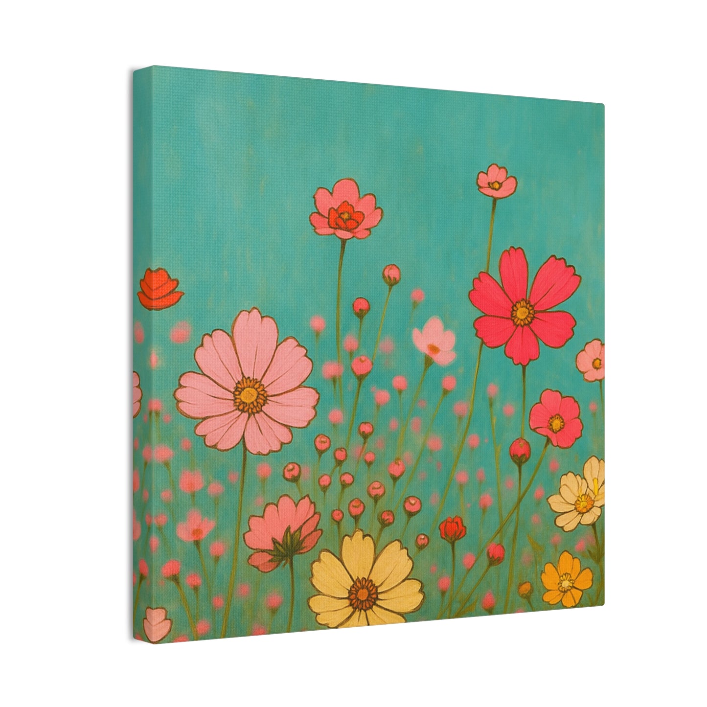Blossom Breeze (Canvas)-Colorful Wildflower Art Print for Nursery or Bedroom | Floral Wall Decor