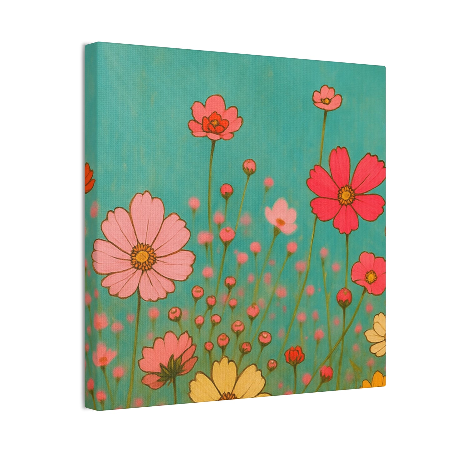Blossom Breeze (Canvas)-Colorful Wildflower Art Print for Nursery or Bedroom | Floral Wall Decor