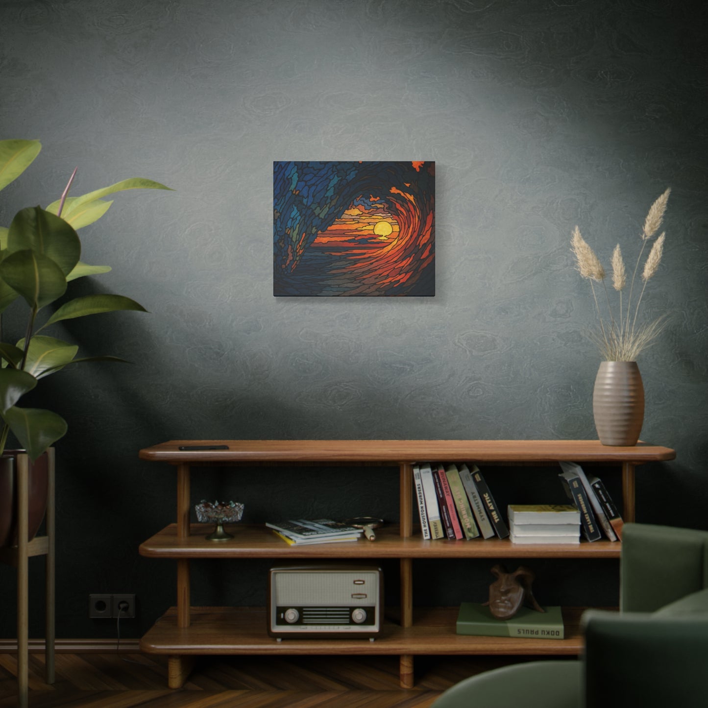 Sunset Barrel Wave-Matte Canvas Art, Sunset Wall Decor, Beach House Decoration, Coastal Home Decor, Gift for Art Lovers