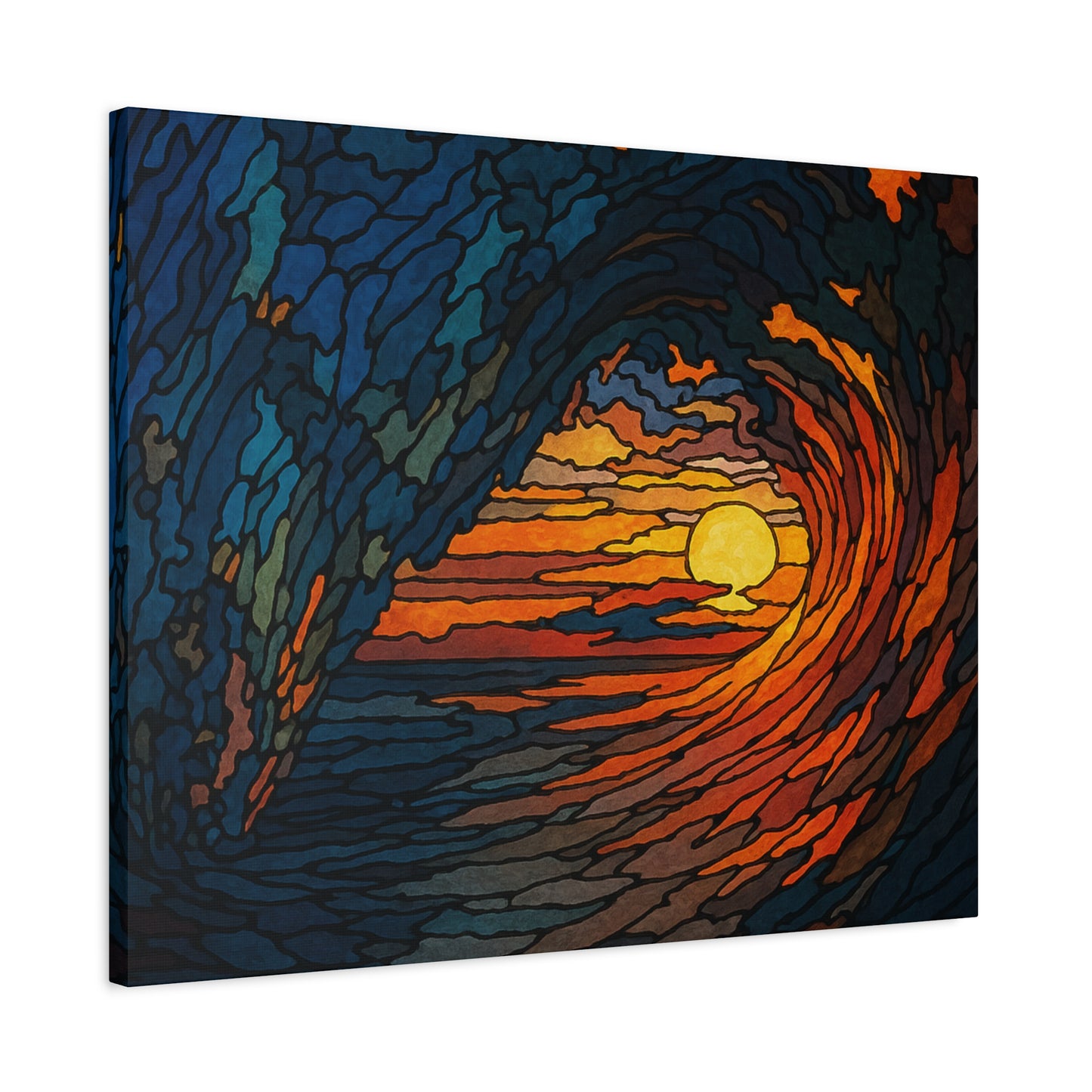 Sunset Barrel Wave-Matte Canvas Art, Sunset Wall Decor, Beach House Decoration, Coastal Home Decor, Gift for Art Lovers