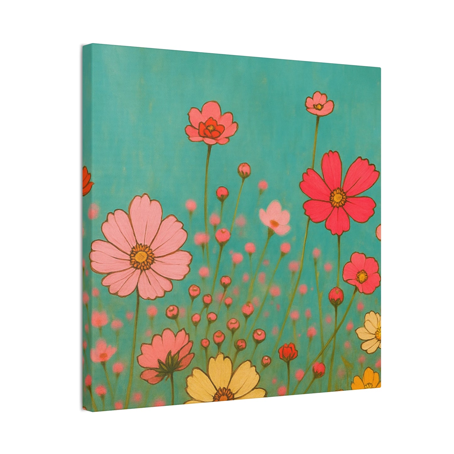 Blossom Breeze (Canvas)-Colorful Wildflower Art Print for Nursery or Bedroom | Floral Wall Decor