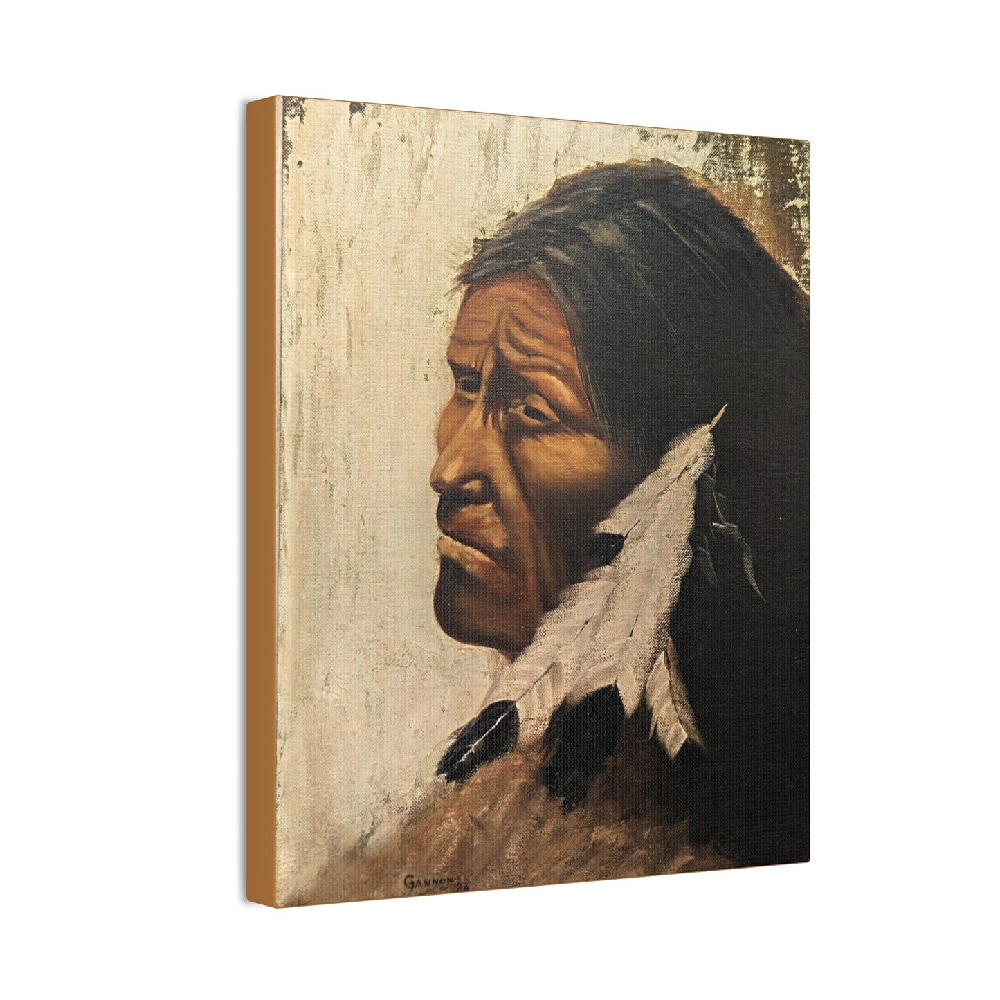 Through Time’s Eyes,Vintage Native-Inspired Oil Portrait 1984