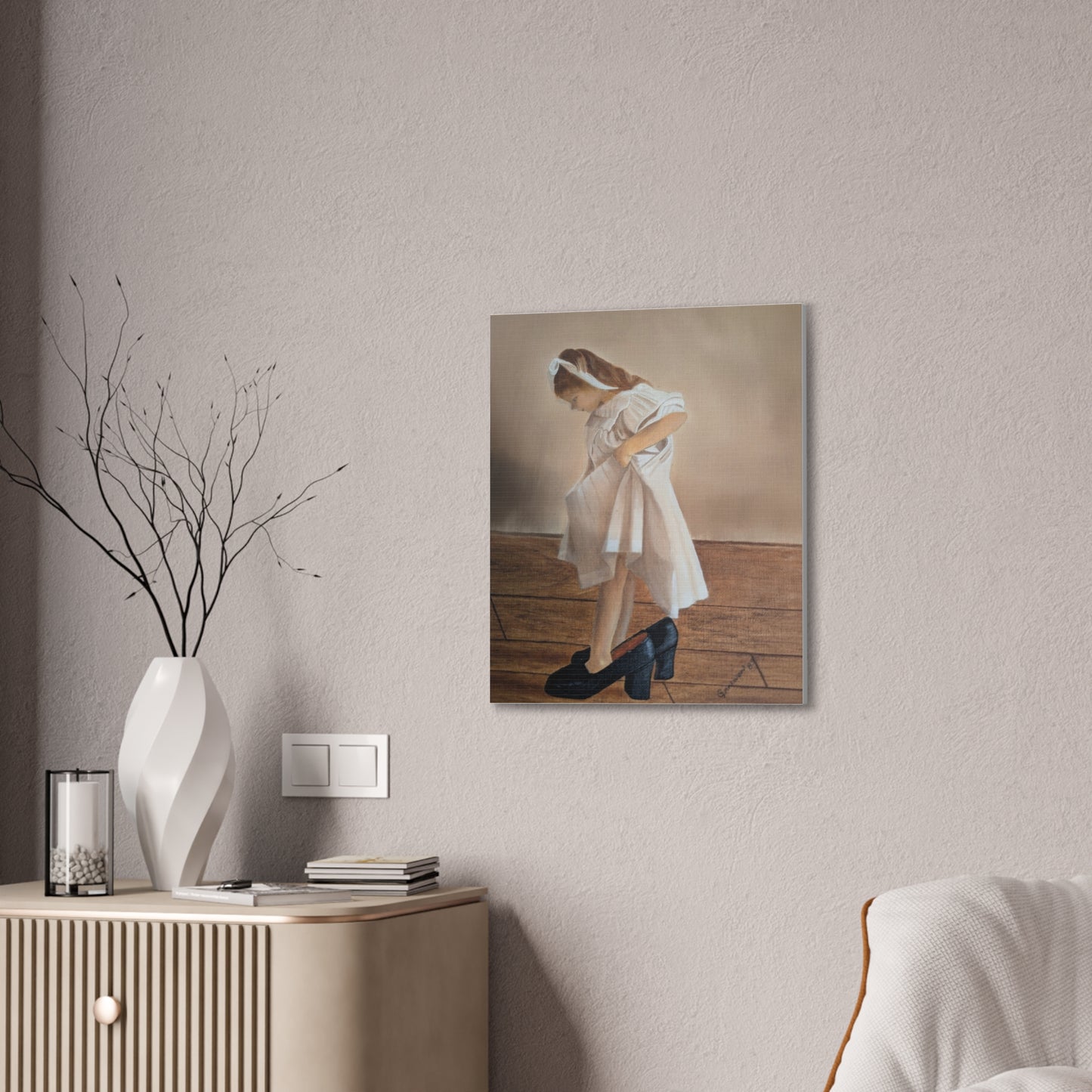 Grandma’s Shoes, Nostalgic Childhood oil painting, Vintage Oil Painting, Girl Nursery, Girl room