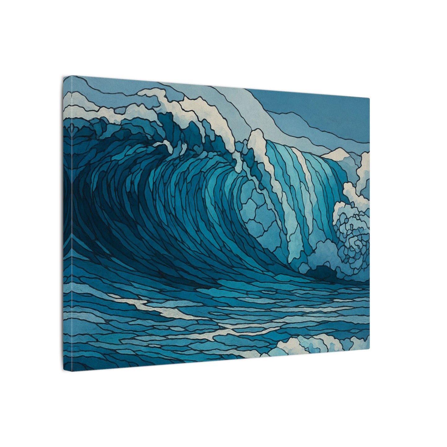 Ocean in Motion – Digital Watercolor Abstract Wave Wall Art Print