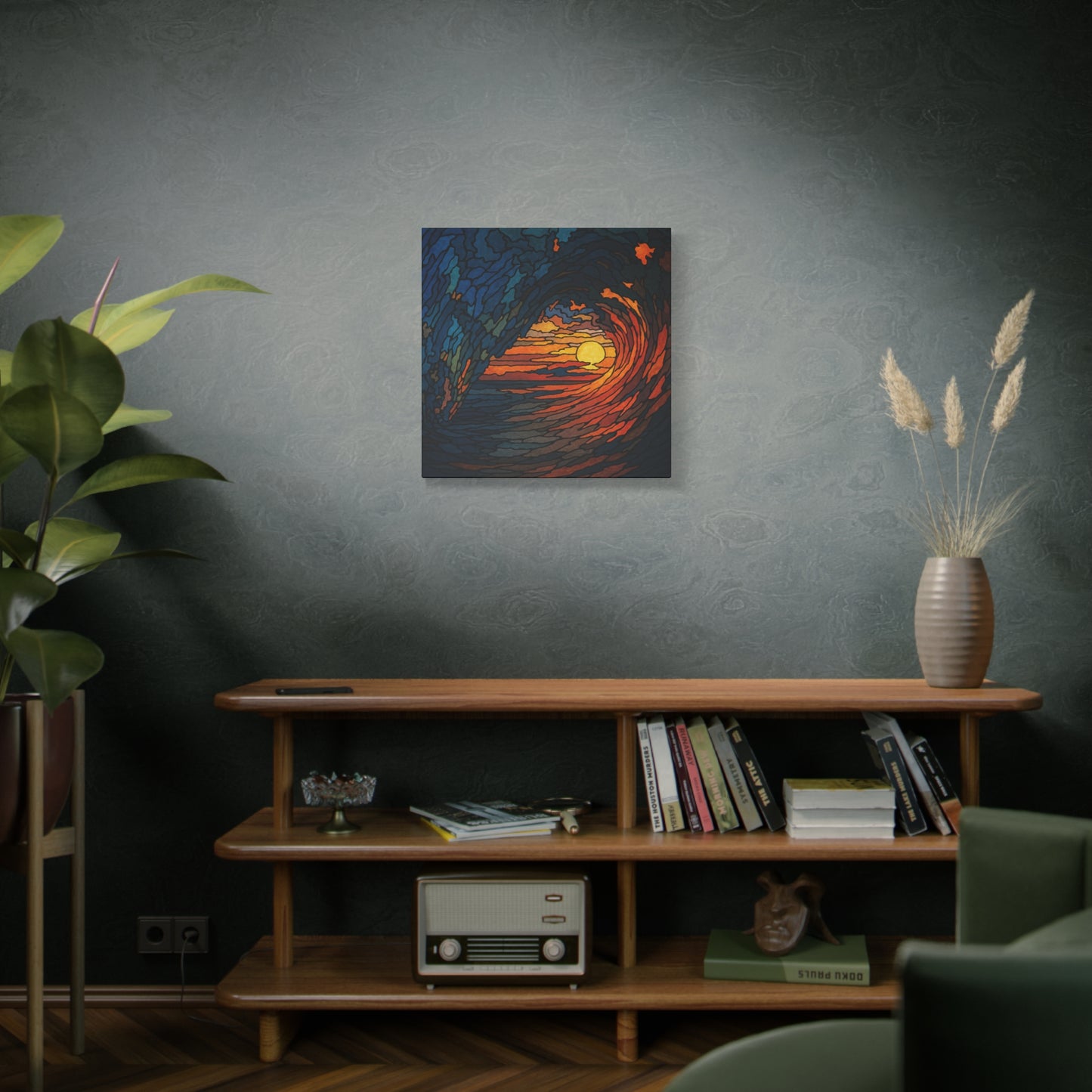 Sunset Barrel Wave-Matte Canvas Art, Sunset Wall Decor, Beach House Decoration, Coastal Home Decor, Gift for Art Lovers