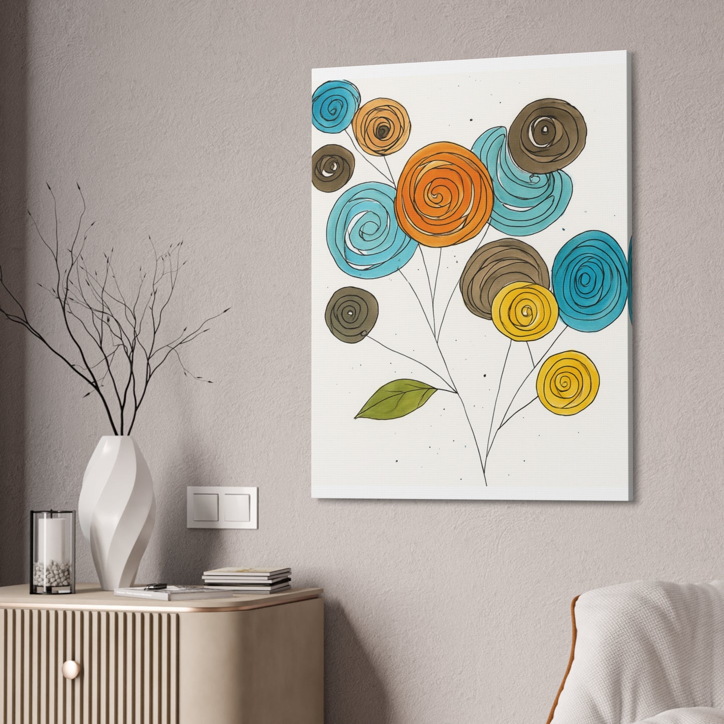 Spirals in Bloom IV – Modern Abstract Floral Digital Wall Art Print