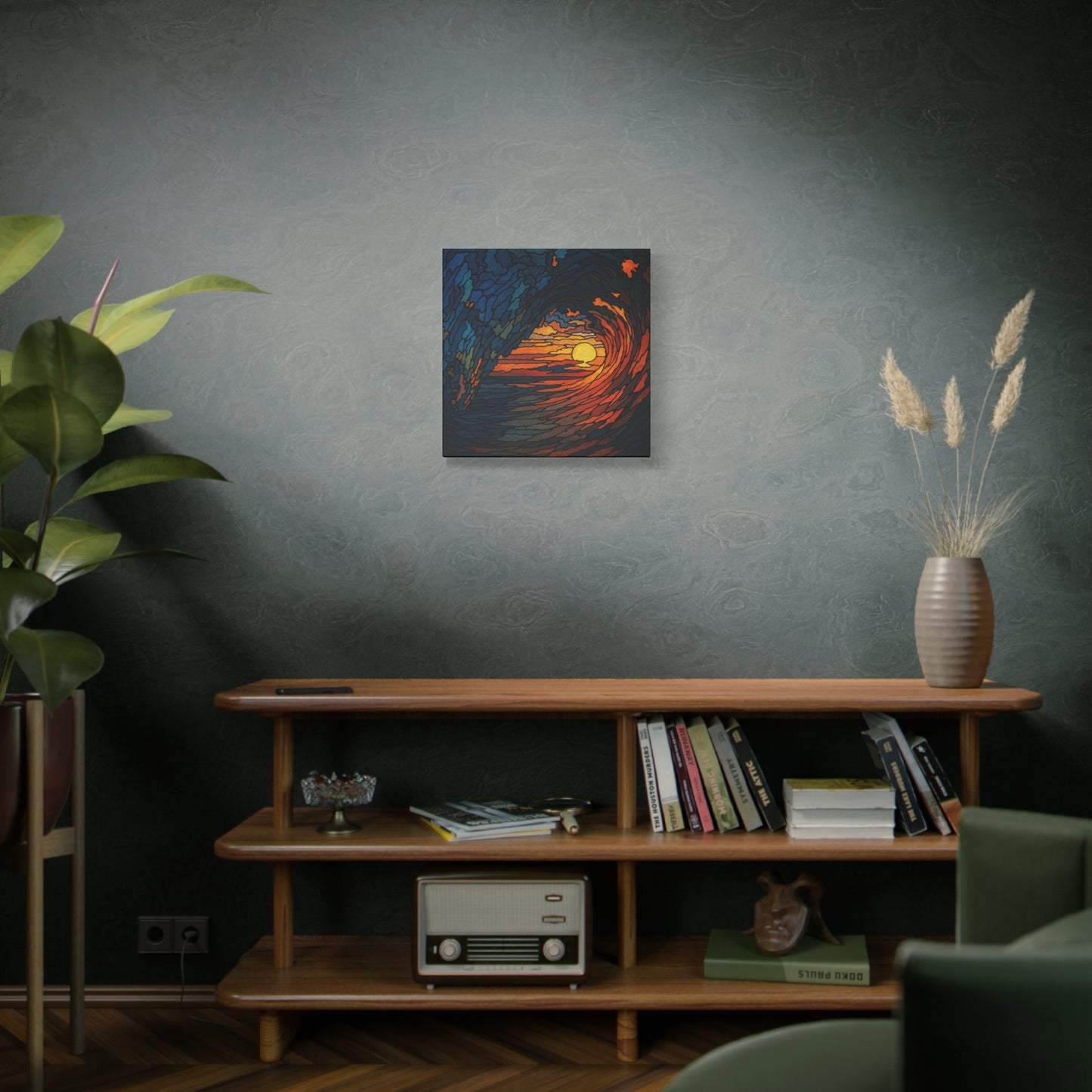 Sunset Barrel Wave-Matte Canvas Art, Sunset Wall Decor, Beach House Decoration, Coastal Home Decor, Gift for Art Lovers