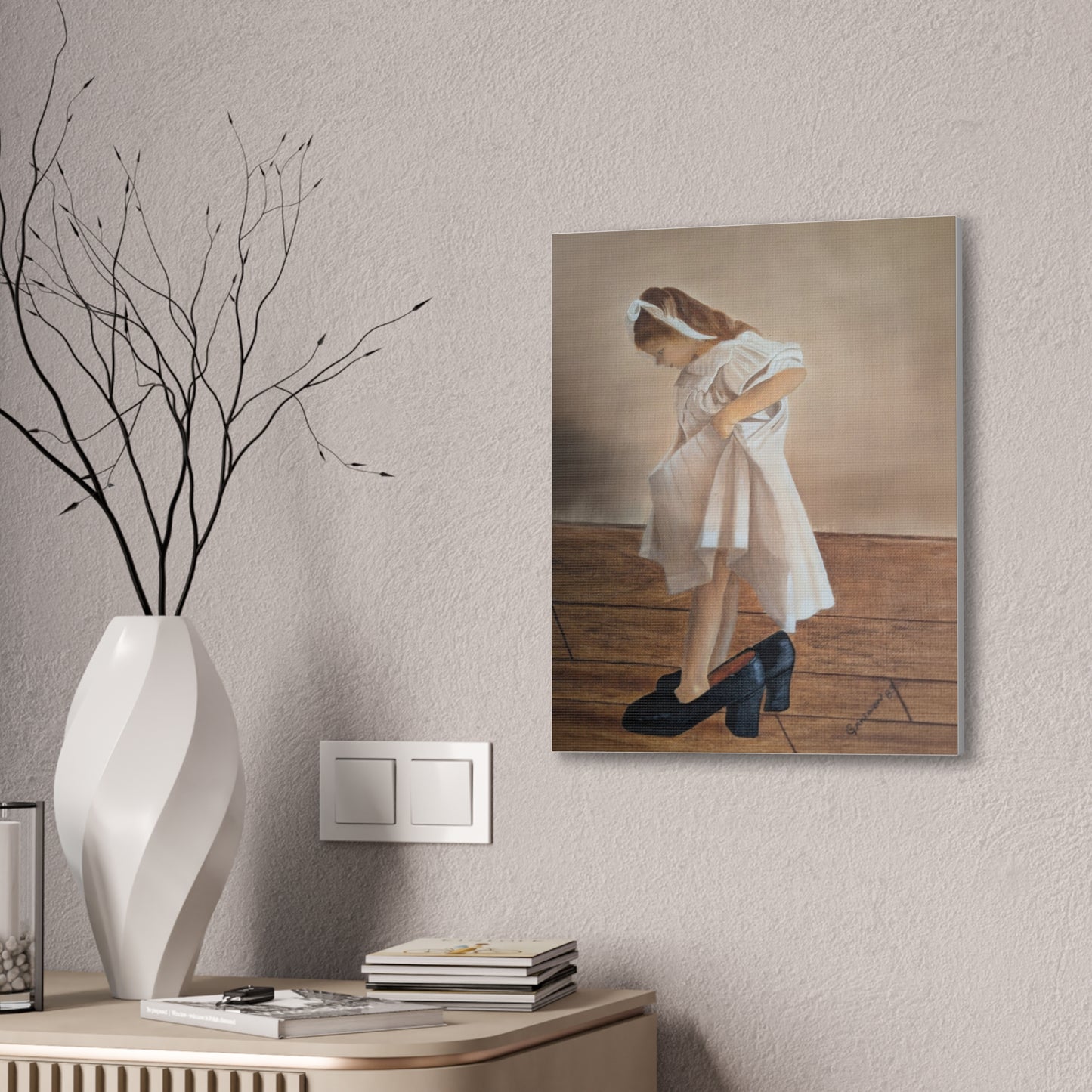Grandma’s Shoes, Nostalgic Childhood oil painting, Vintage Oil Painting, Girl Nursery, Girl room