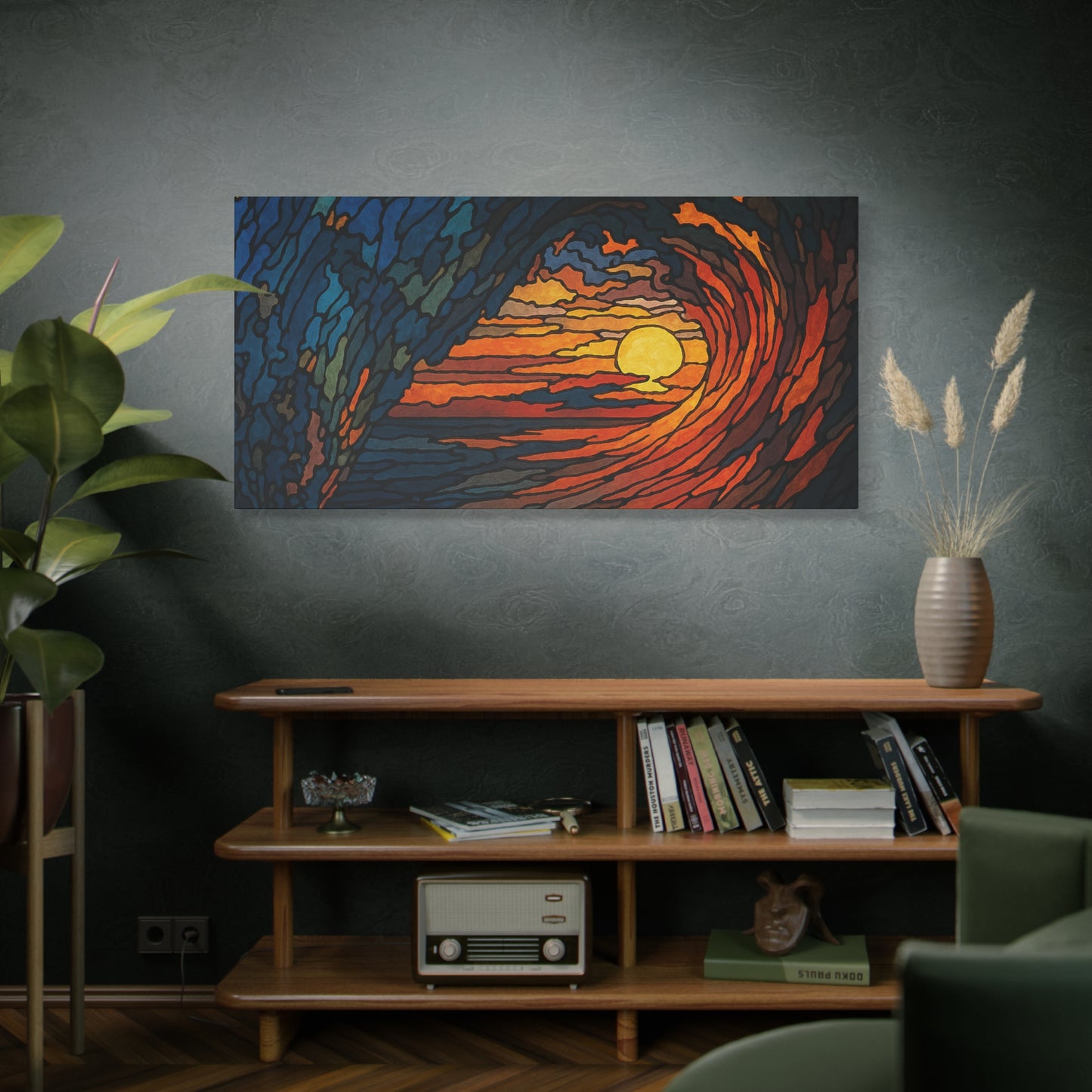 Sunset Barrel Wave-Matte Canvas Art, Sunset Wall Decor, Beach House Decoration, Coastal Home Decor, Gift for Art Lovers