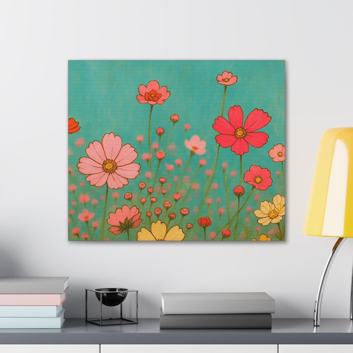 Blossom Breeze (Canvas)-Colorful Wildflower Art Print for Nursery or Bedroom | Floral Wall Decor
