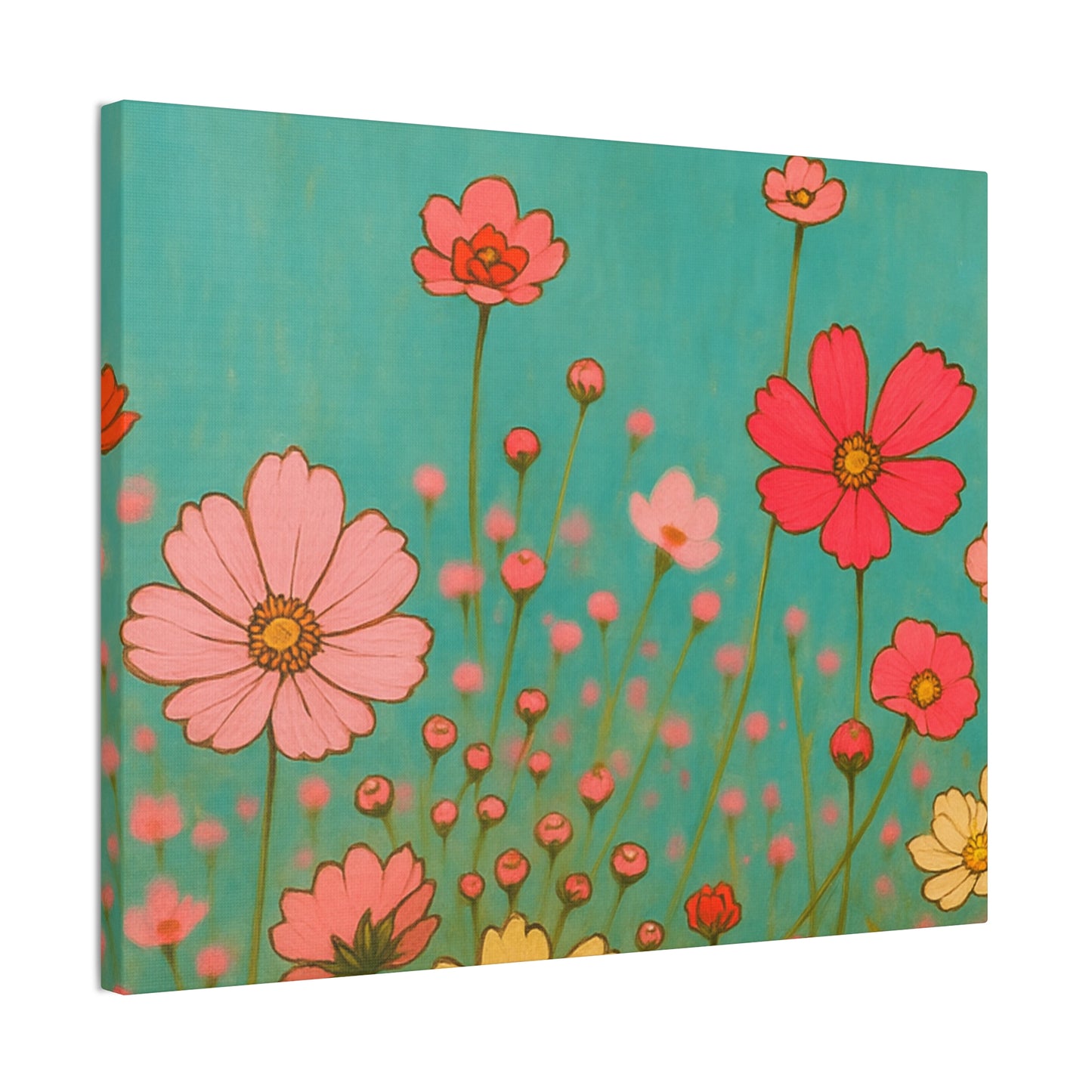 Blossom Breeze (Canvas)-Colorful Wildflower Art Print for Nursery or Bedroom | Floral Wall Decor