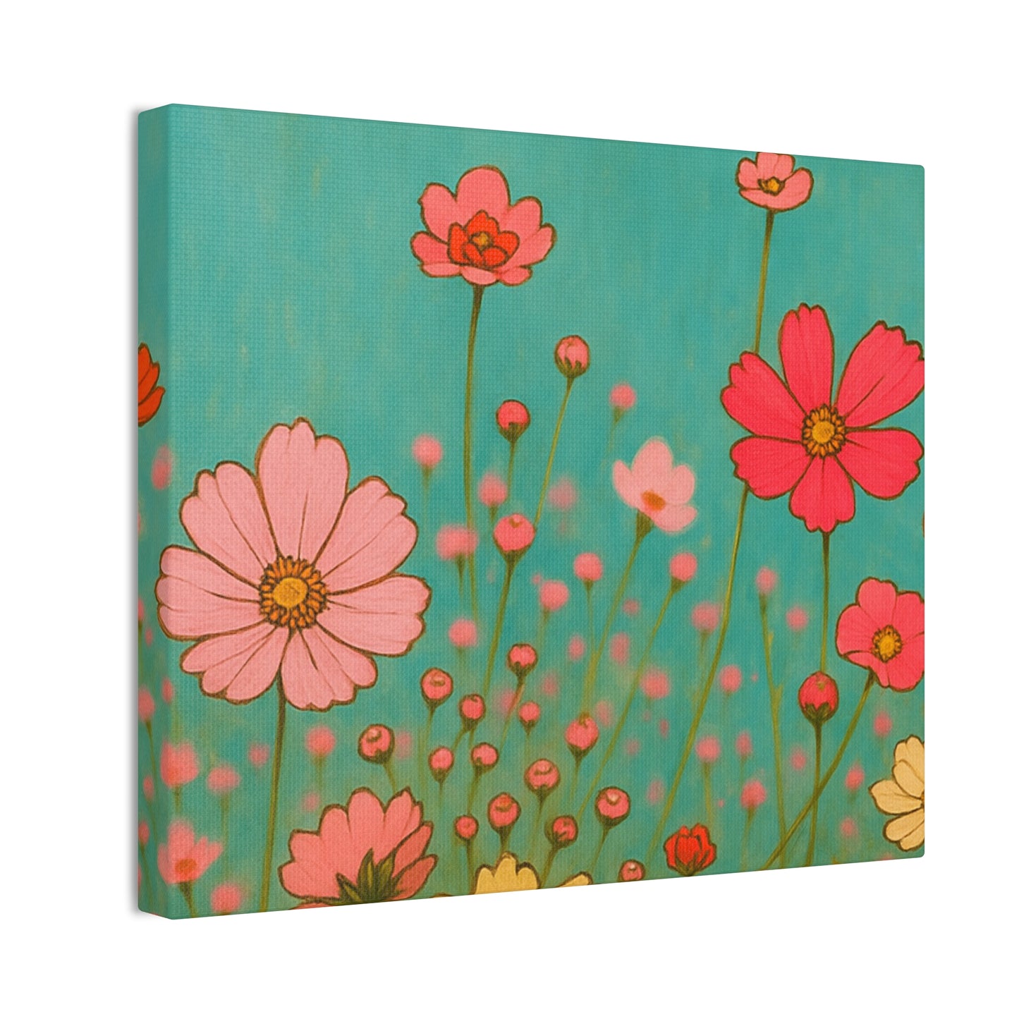 Blossom Breeze (Canvas)-Colorful Wildflower Art Print for Nursery or Bedroom | Floral Wall Decor
