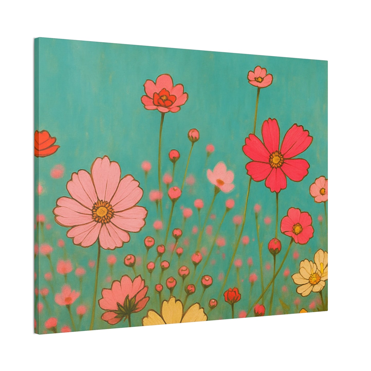 Blossom Breeze (Canvas)-Colorful Wildflower Art Print for Nursery or Bedroom | Floral Wall Decor