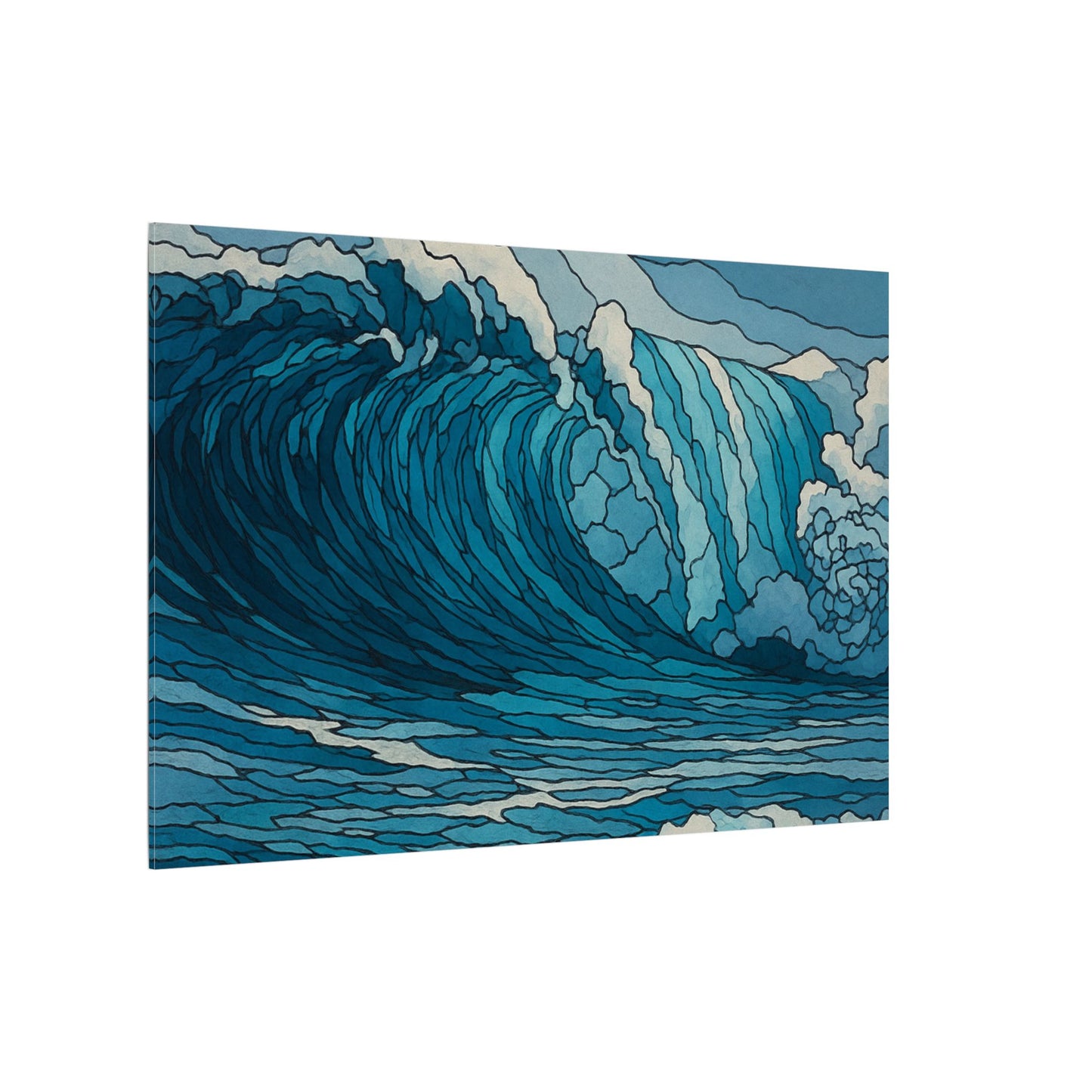 Ocean in Motion – Digital Watercolor Abstract Wave Wall Art Print