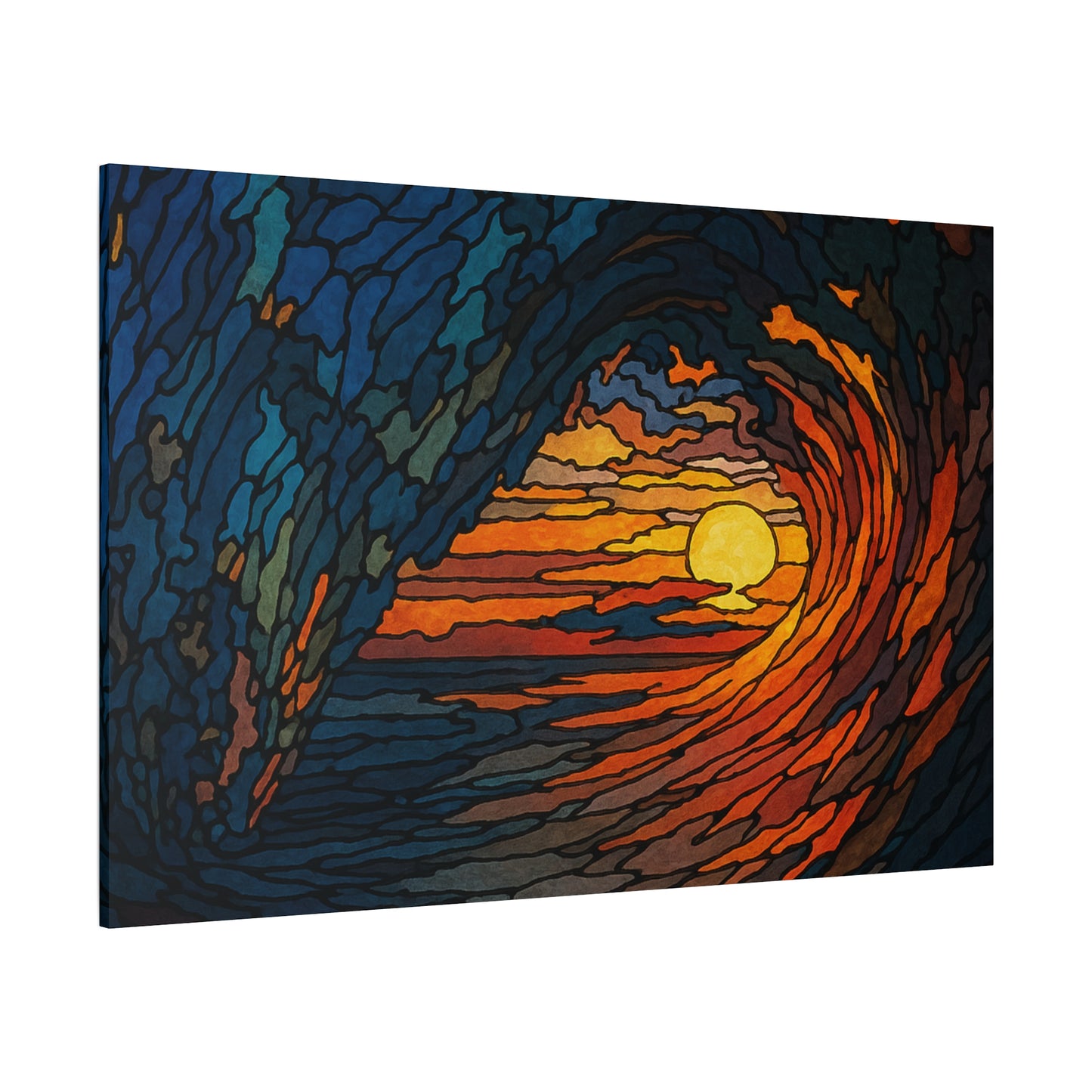 Sunset Barrel Wave-Matte Canvas Art, Sunset Wall Decor, Beach House Decoration, Coastal Home Decor, Gift for Art Lovers