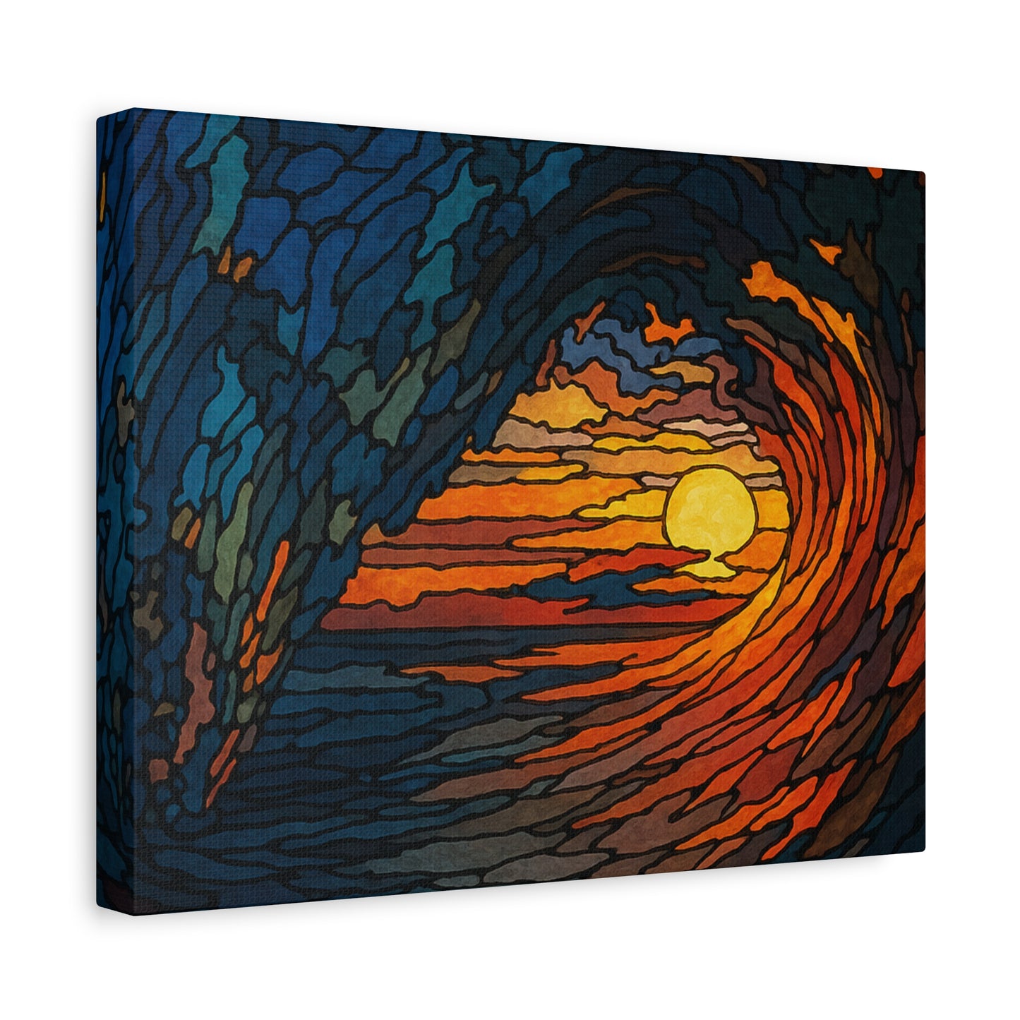 Sunset Barrel Wave-Matte Canvas Art, Sunset Wall Decor, Beach House Decoration, Coastal Home Decor, Gift for Art Lovers