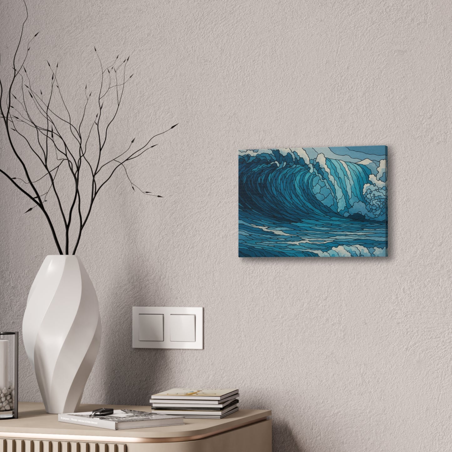 Tidal Energy, Abstract Digital Watercolor Wave Painting