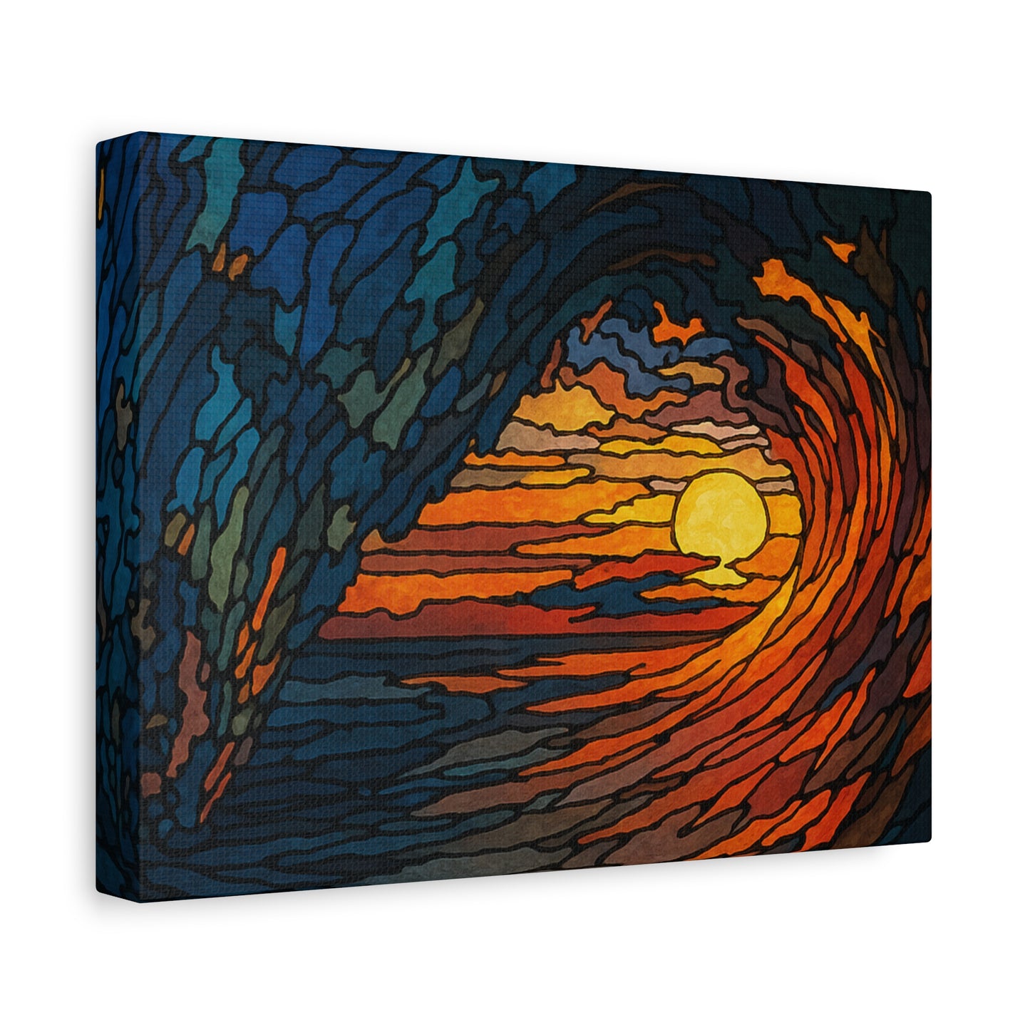 Sunset Barrel Wave-Matte Canvas Art, Sunset Wall Decor, Beach House Decoration, Coastal Home Decor, Gift for Art Lovers