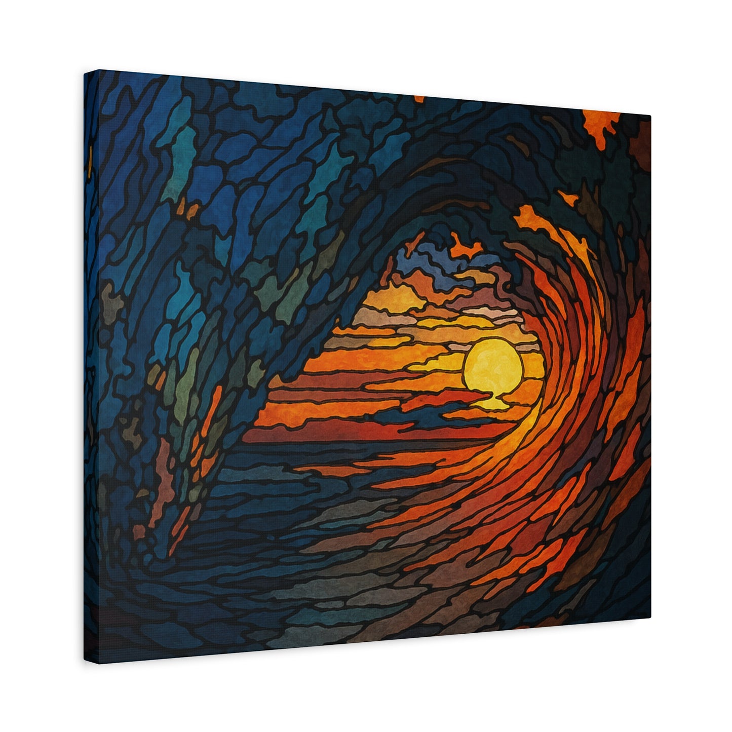 Sunset Barrel Wave-Matte Canvas Art, Sunset Wall Decor, Beach House Decoration, Coastal Home Decor, Gift for Art Lovers