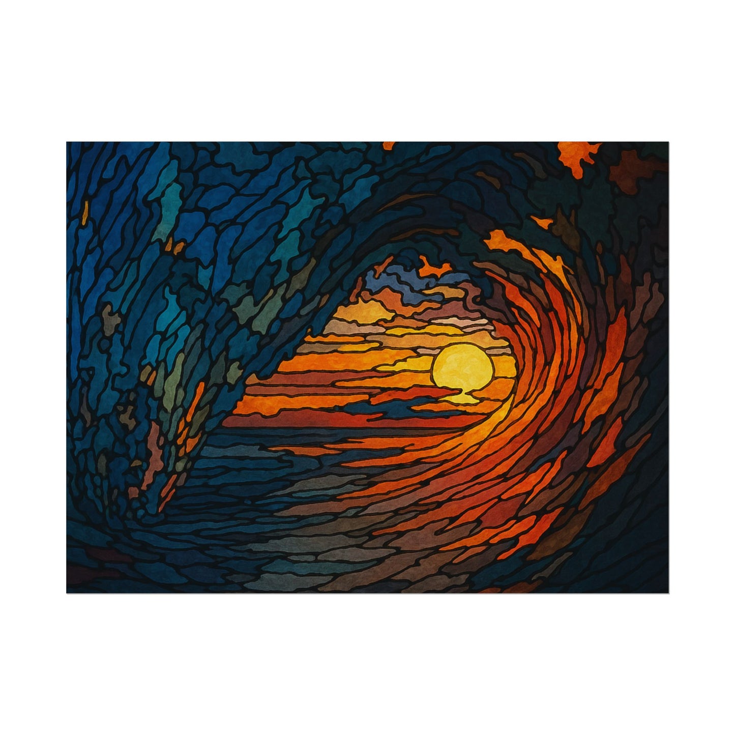 Sunset Barrel Wave, Poster Art, Ocean Decor for Beach Lovers, Art Print, Home Decoration, Gift for Sea Enthusiasts, Nautical Wall Art