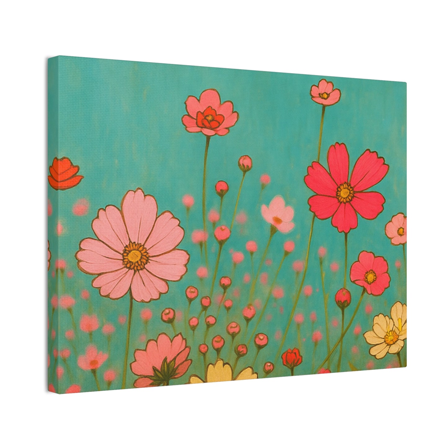 Blossom Breeze (Canvas)-Colorful Wildflower Art Print for Nursery or Bedroom | Floral Wall Decor