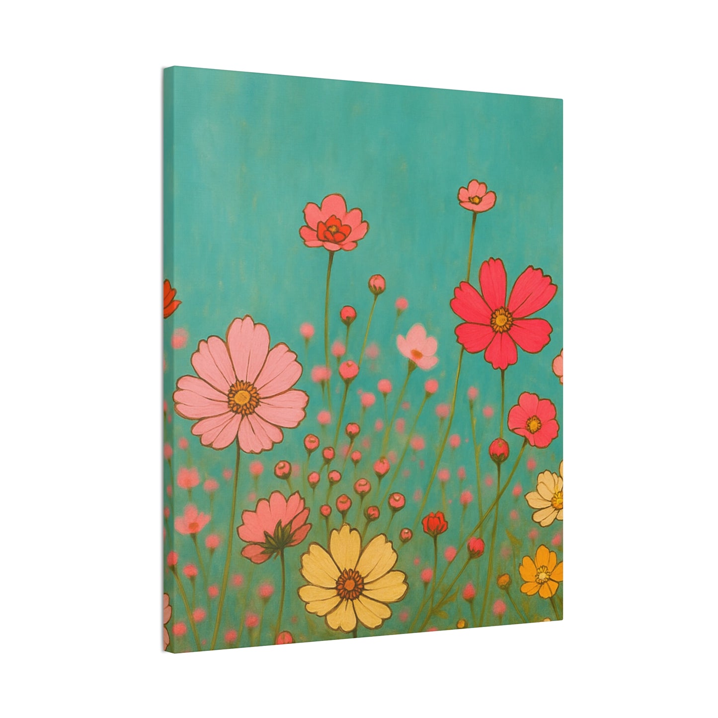 Blossom Breeze (Canvas)-Colorful Wildflower Art Print for Nursery or Bedroom | Floral Wall Decor