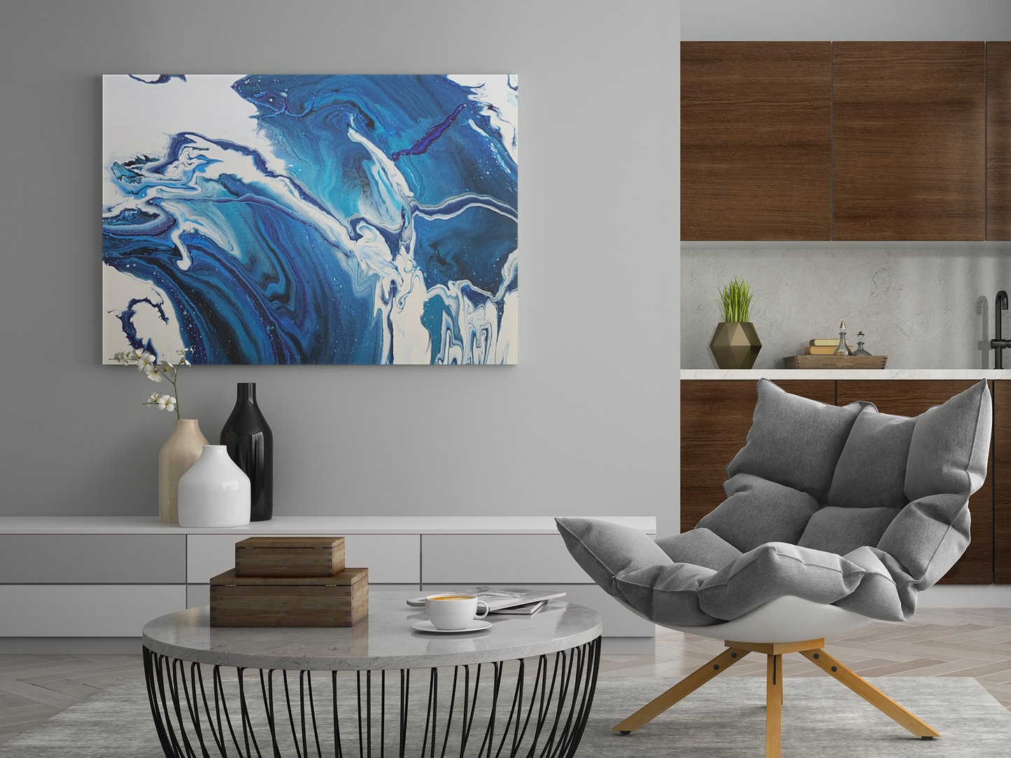 Ocean in Motion (Horizontal) Modern Ocean-Inspired Abstract Art for Beach House Decor