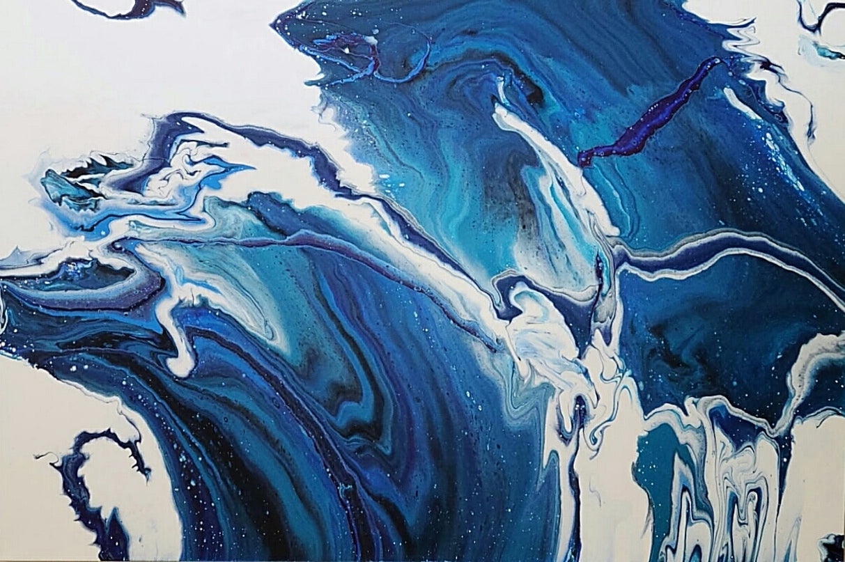 Ocean in Motion (Horizontal) Modern Ocean-Inspired Abstract Art for Beach House Decor