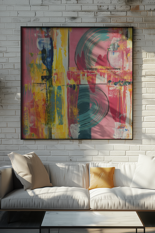 Twin Radiance No.1-Vibrant Abstract Art Print for Home Decor
