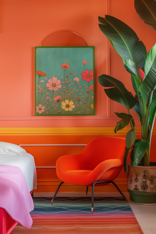 Blossom Breeze- Colorful Wildflower Art Print for Nursery or Bedroom | Floral Wall Decor on Satin Paper"