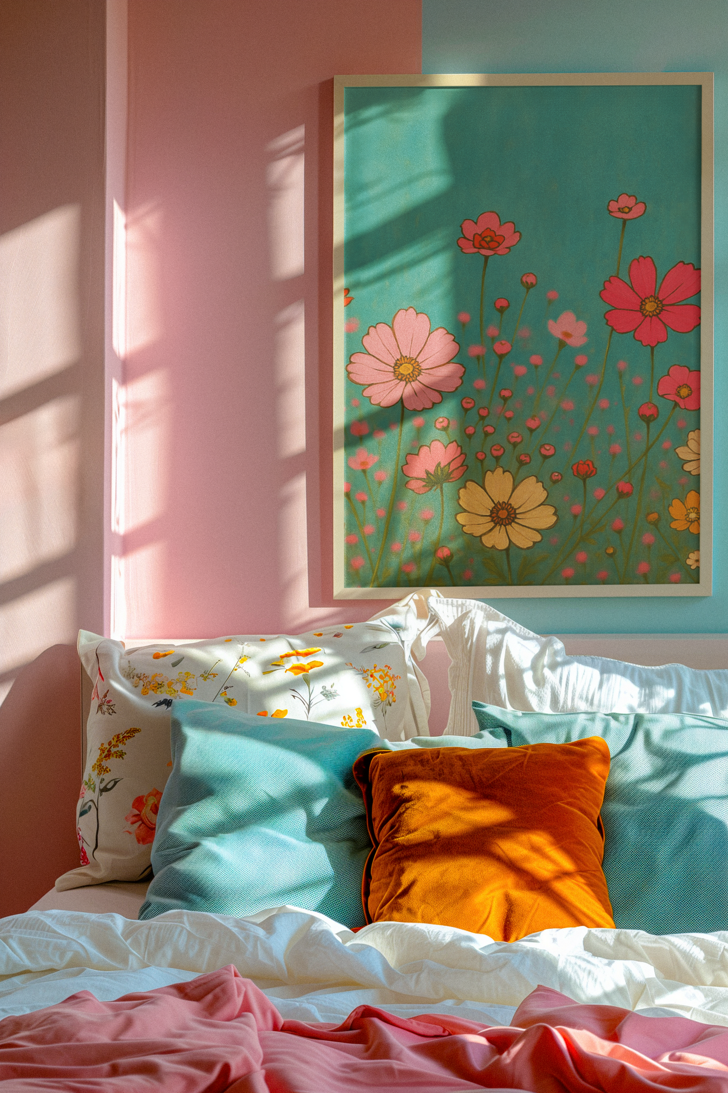 Blossom Breeze (Canvas)-Colorful Wildflower Art Print for Nursery or Bedroom | Floral Wall Decor