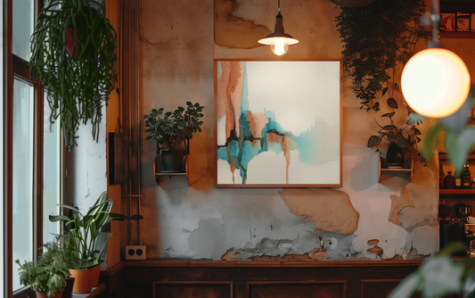 Desert Currents-Boho Abstract Wall Art in Copper and Turquoise