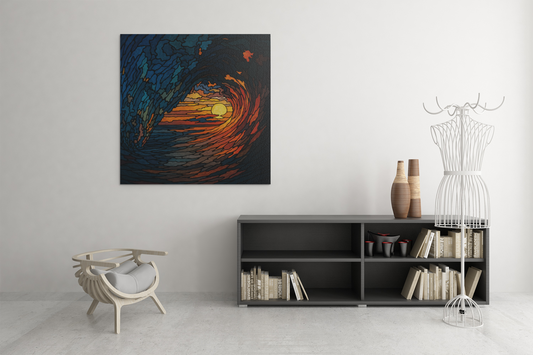 Sunset Barrel Wave, Poster Art, Ocean Decor for Beach Lovers, Art Print, Home Decoration, Gift for Sea Enthusiasts, Nautical Wall Art