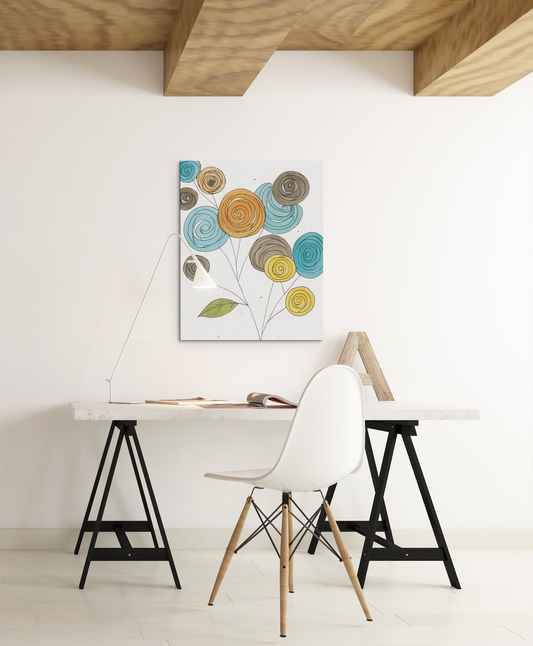 Spirals in Bloom IV – Modern Abstract Floral Digital Wall Art Print