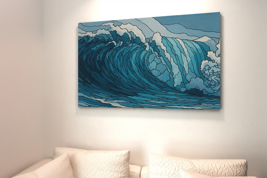 Ocean in Motion – Digital Watercolor Abstract Wave Wall Art Print