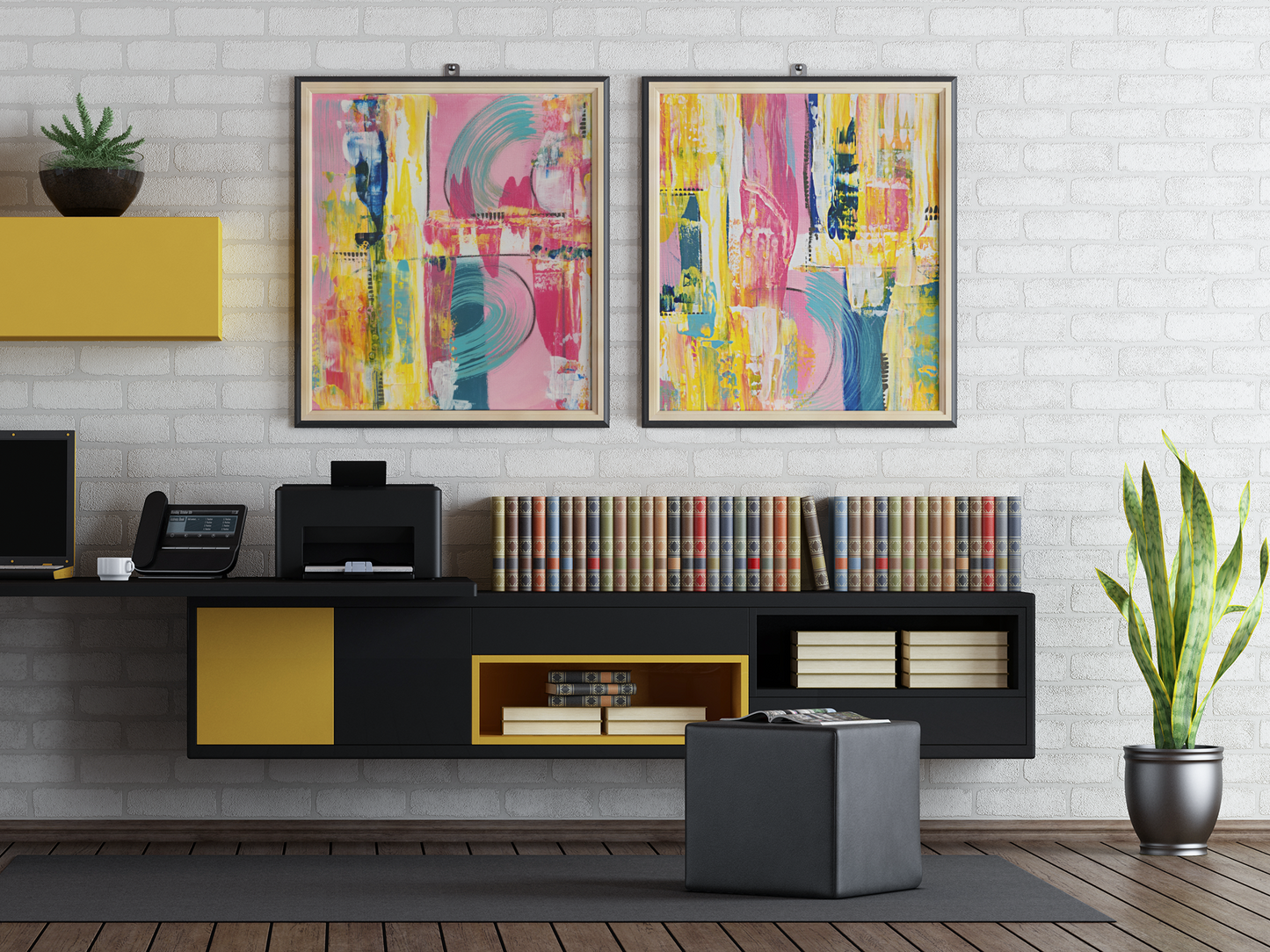 Twin Radiance No.1-Vibrant Abstract Art Print for Home Decor