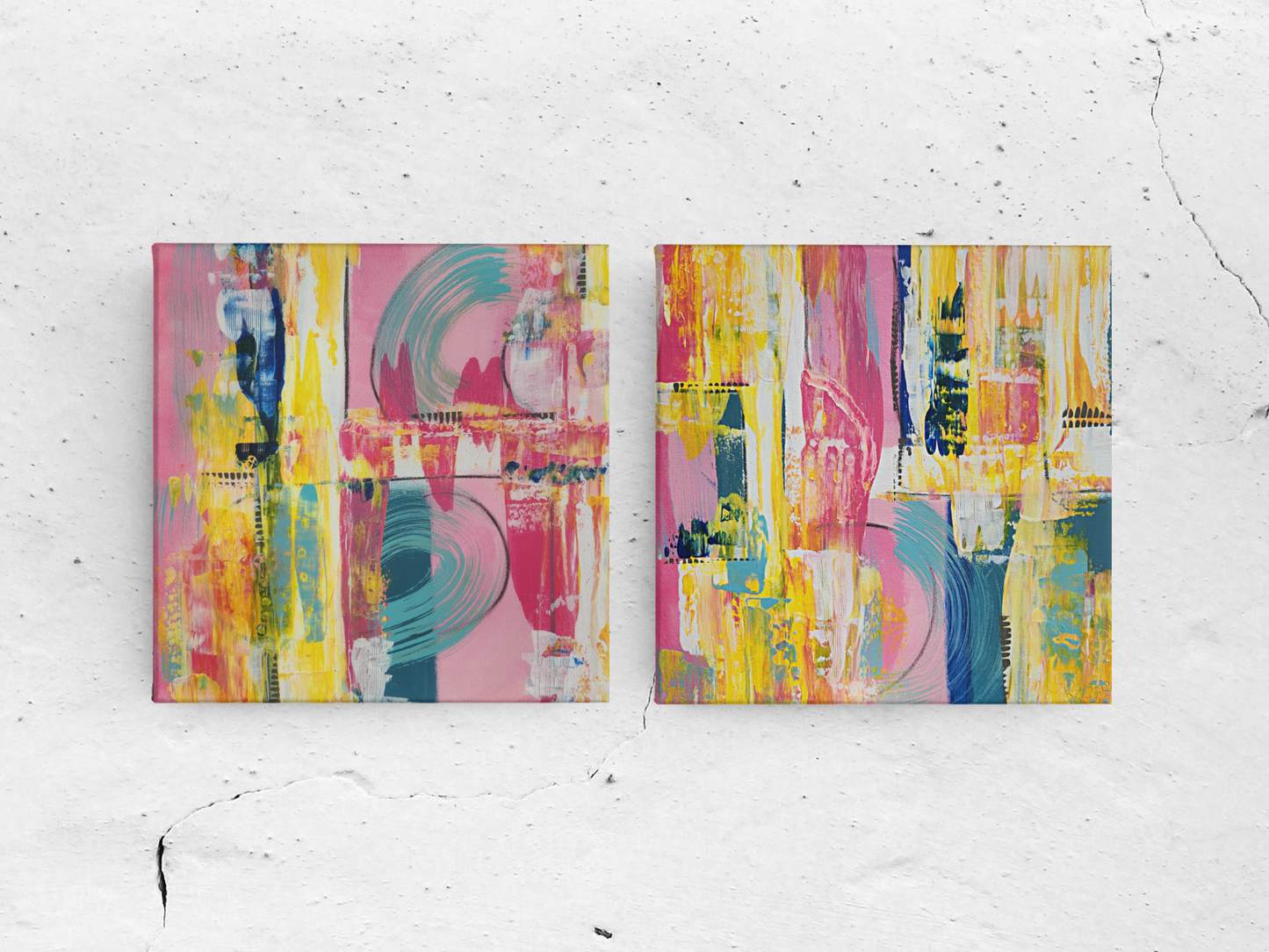 Twin Radiance NO.2- Vibrant Abstract Art Print for Home Decor
