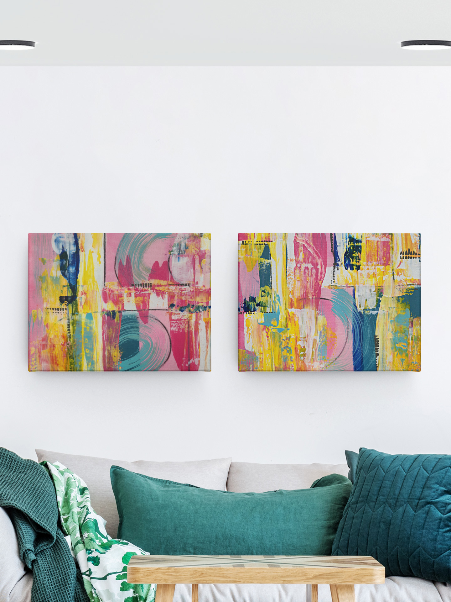 Twin Radiance NO.2- Vibrant Abstract Art Print for Home Decor
