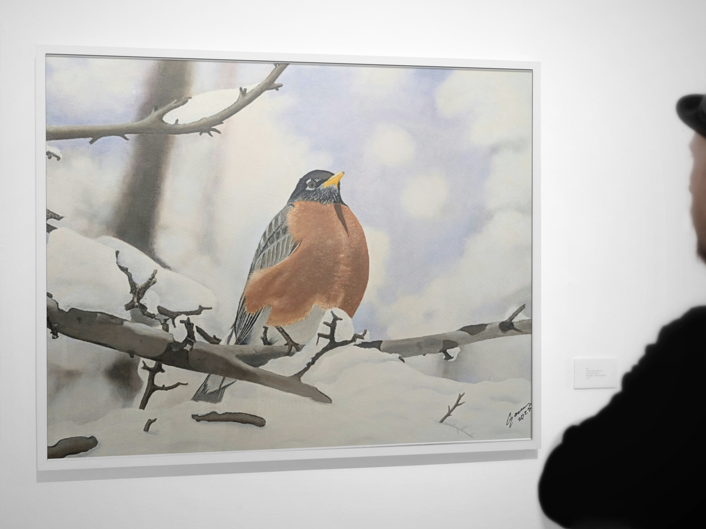 Winter Robin – Realistic Oil Painting of an American Robin in Snow | Wildlife Art | Bird Lover Gift